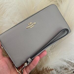 COACH Pebbled Leather Long Zip Around Wallet